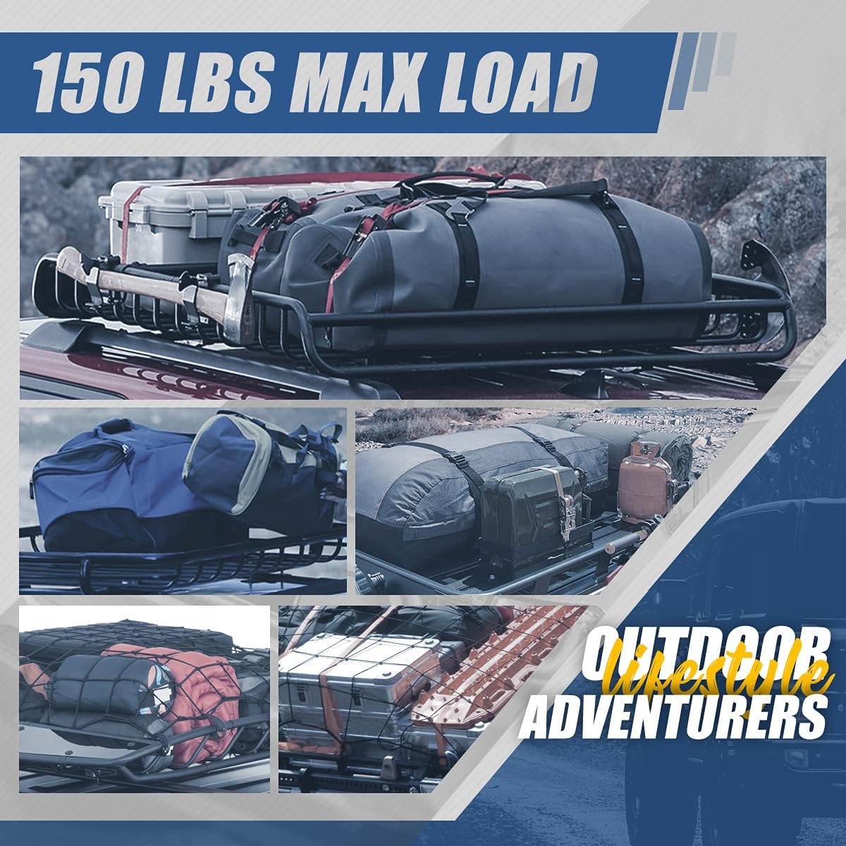 Black Mild Steel Roof Rack Cargo Carrier Basket H754983