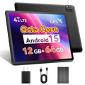 Android 15 Tablet with SIM Card Slot, 4G Cellular, Octa-Core, 12GB+64GB, 2TB Expandable, Dual Cameras, WiFi, BT5.0, GPS, Protective Case X744626