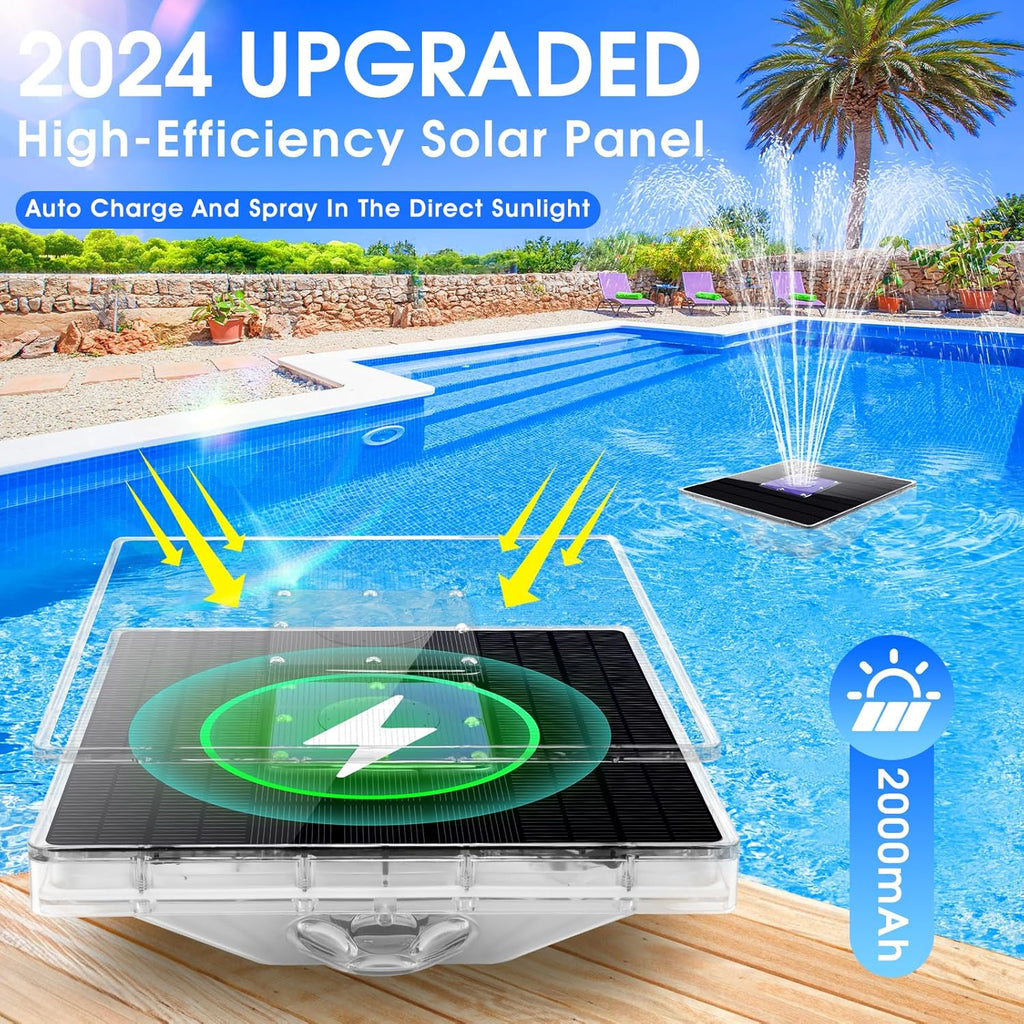 Floating Pool Fountain with Lights, Rechargeable Pool Water Fountain with Remote, Solar Pool Fountain T595