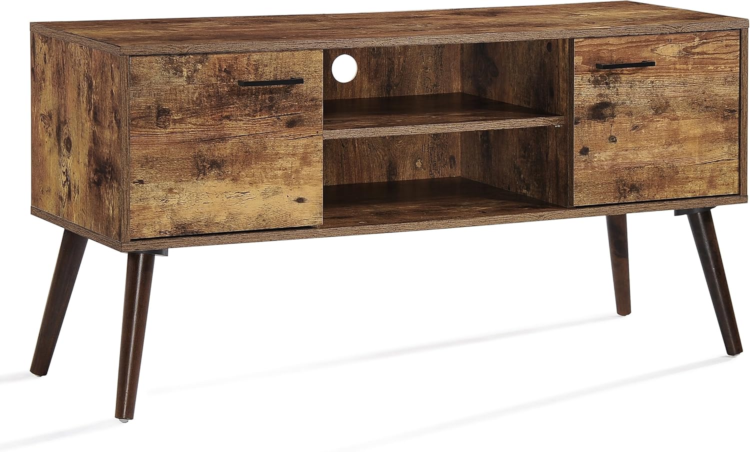 Rustic Brown TV Stand with 2 Doors & Open Shelves H85101