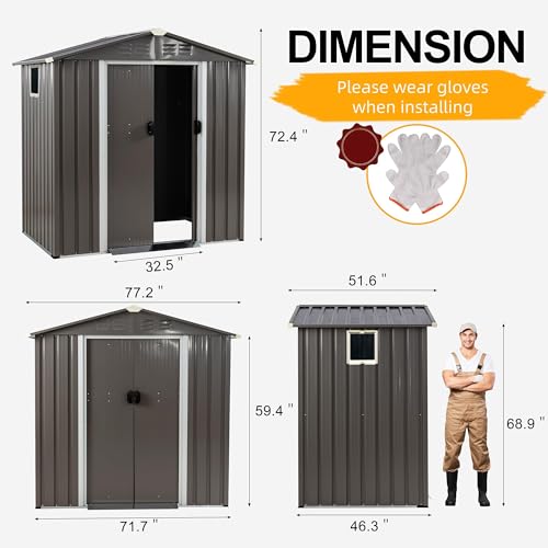 Gray 5x3 FT Outdoor Storage Shed with Window W52767
