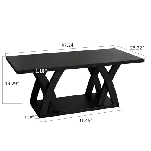 Dark Brown Wood Coffee Table with Shelf D59076