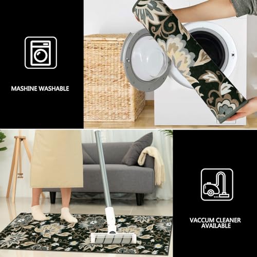 Non Slip Washable Floral Kitchen Mats Set of 3 T303
