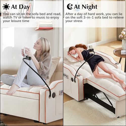 Black Velvet Convertible Single Sleeper Sofa with 3 Level Adjustable Backrest O386