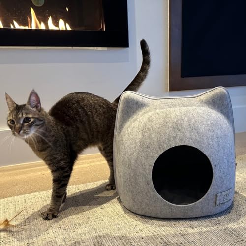 Cat wool cave bed grey U89291