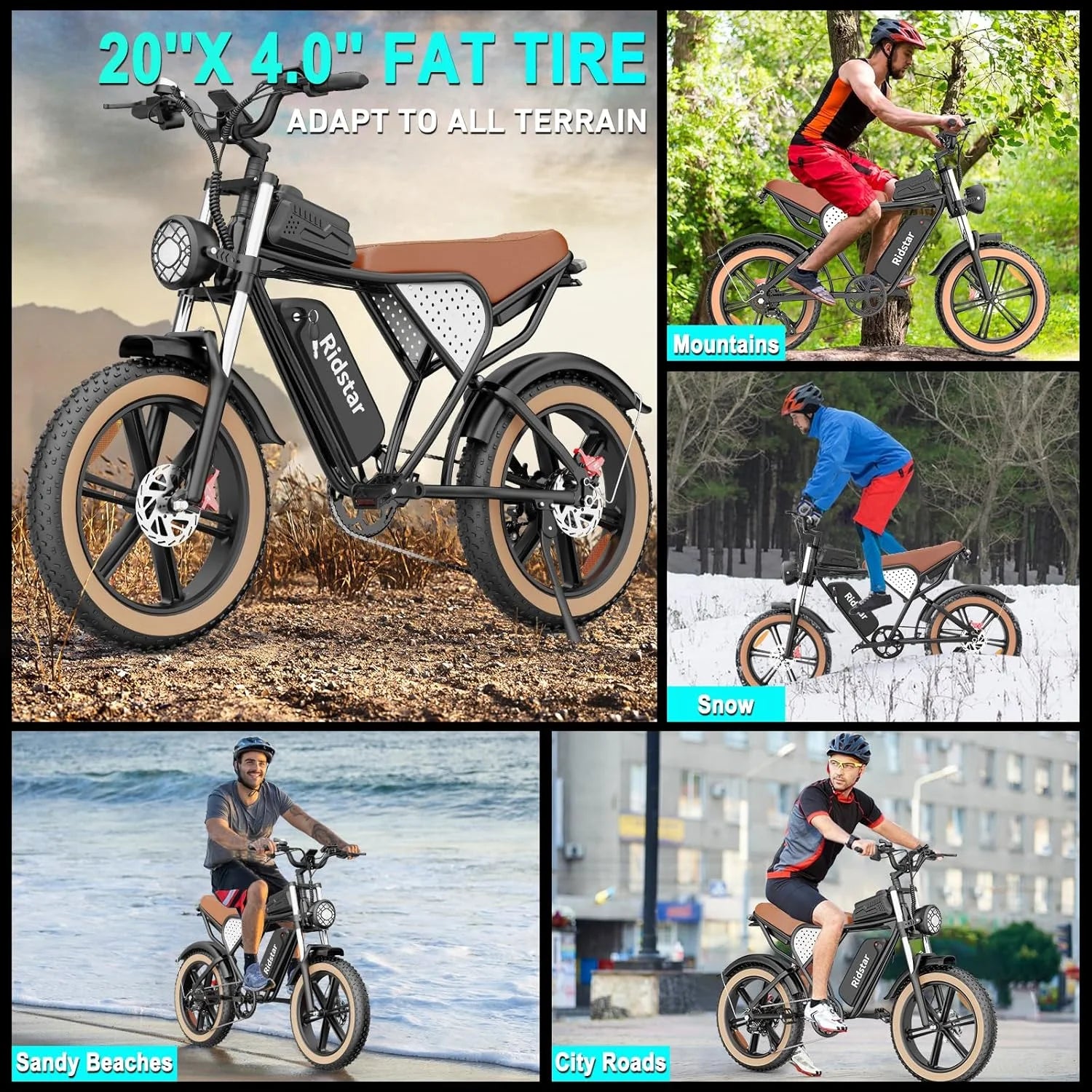 1000W 48V 15.6AH 20" Fat Tire Electric Bike F23615