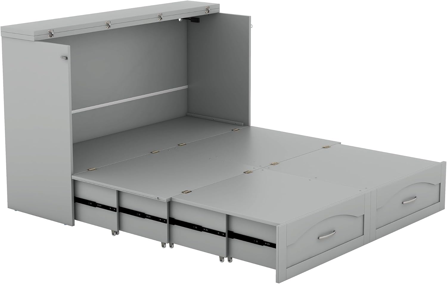 Gray Queen Size Murphy Bed with Storage Drawers P963