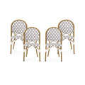 Set of 4 Gray White Bamboo Finish Outdoor Bistro Chair P690