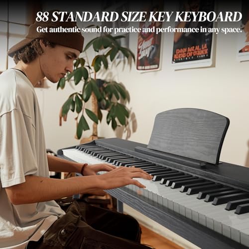 88 Key Full Size Digital Piano with Bench and 3 Pedal Unit (Black) S763