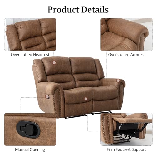 Manual Recliner Sofa Set, 2 Pieces, Nut Brown L26892