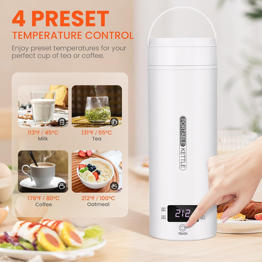 White 17oz Stainless Steel Electric Kettle J5030