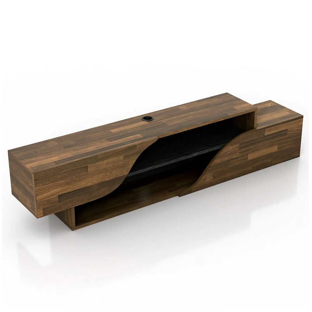 Brown Hickory 2-Shelf Floating TV Console B532
