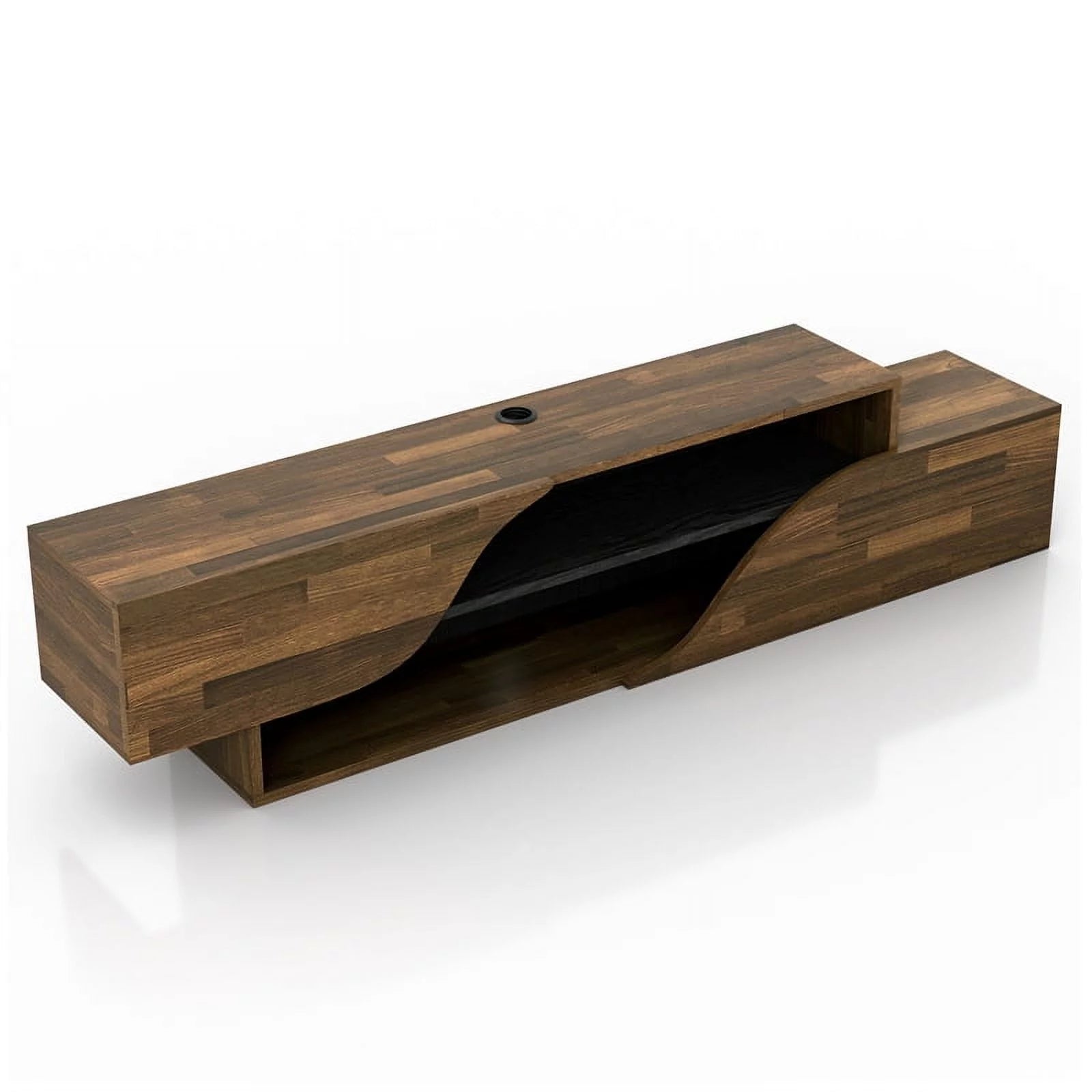 Brown Hickory 2-Shelf Floating TV Console B532