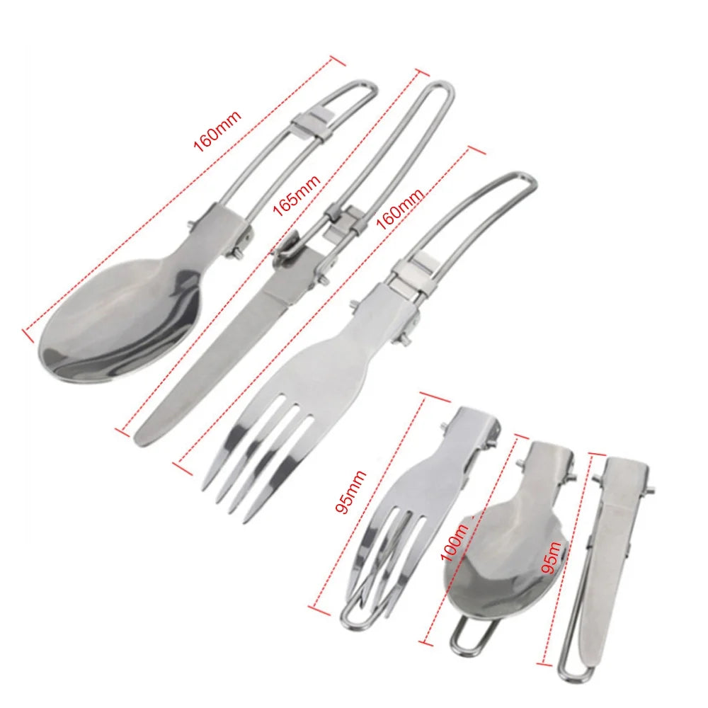 Ultralight Camping Cookware Utensils Outdoor Tableware Set Pot Pan 1-2persons J4366