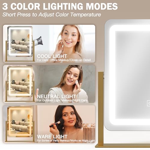 12.6"×15" LED Lighted Vanity Mirror with Dimmable 3 Modes Light E91874