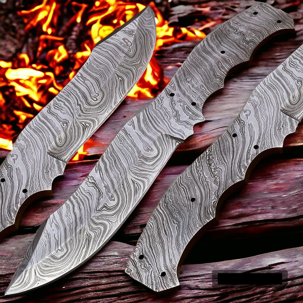 Damascus Steel Full Tang Blank Blade Knife K634701