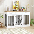 White Extra Large Dog Crate Furniture with 3 Drawers A9025
