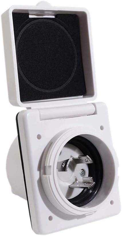 30A 125V Power Inlet Receptacle with 3 Stainless Steel Pins V164