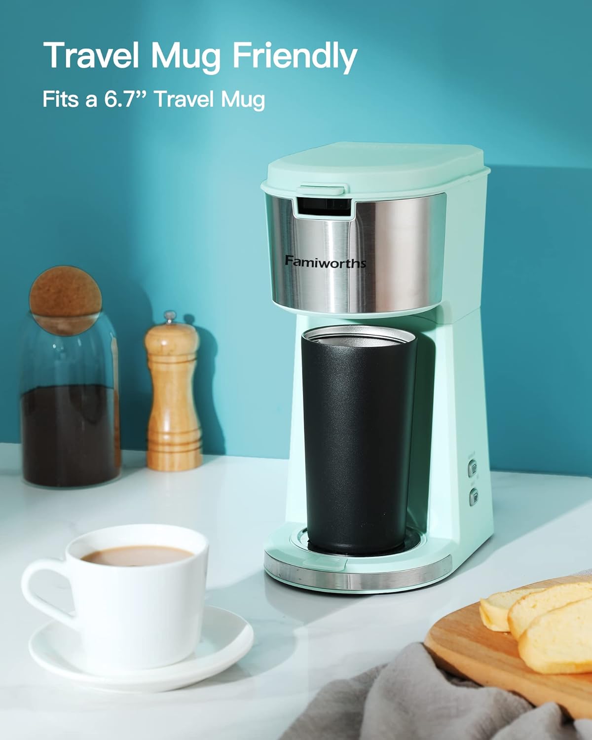 Single Serve Coffee Maker for K Cup & Ground Coffee, 6 to 14 oz. Brew Sizes, Fresh Green A7693