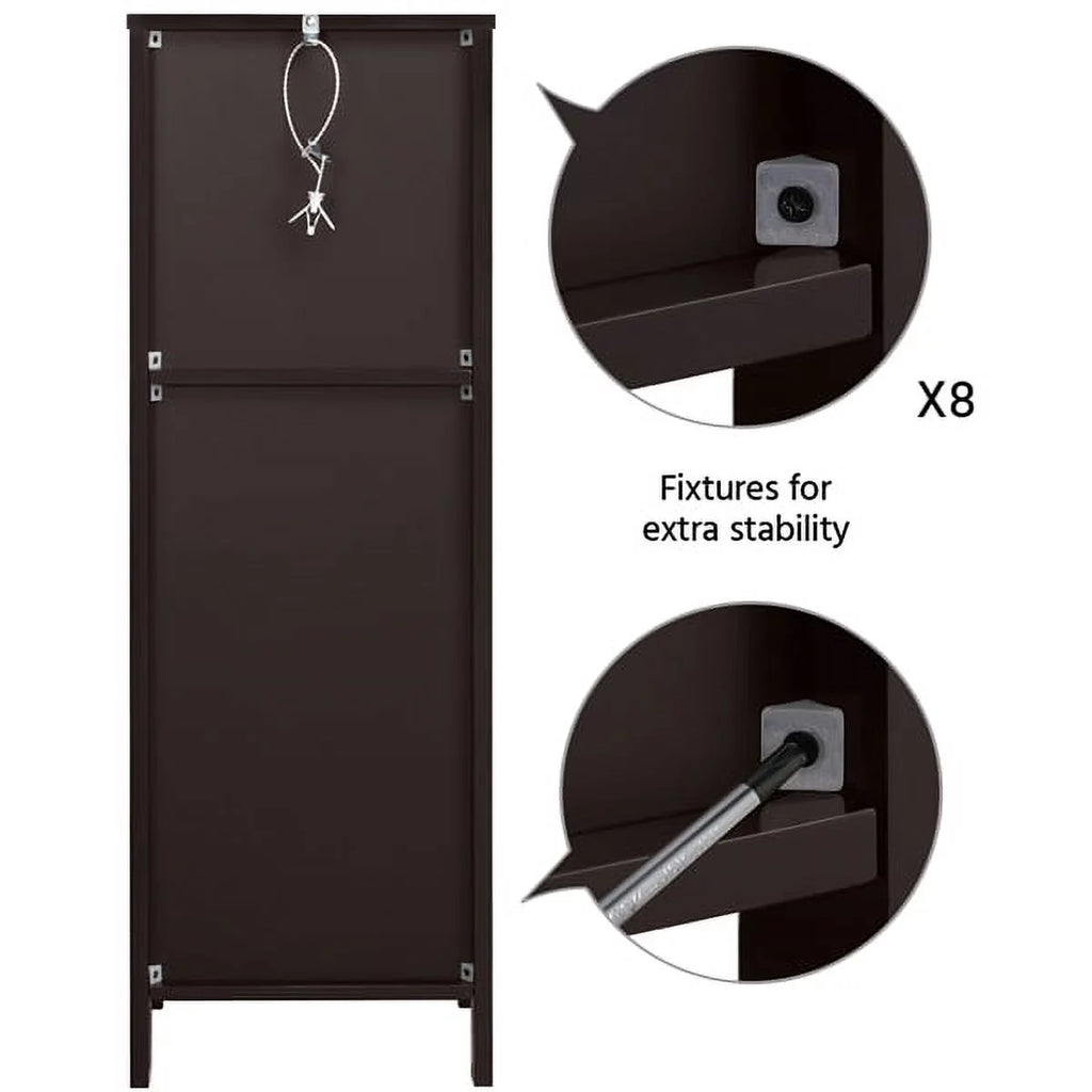 Espresso Wooden Bathroom Floor Cabinet with 2 Drawers and 1 Shelf Y180398
