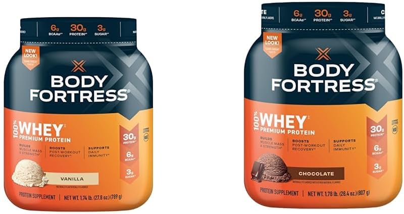 Vanilla and Chocolate Whey Protein Powder, 1.74lbs and 1.78lbs F68457