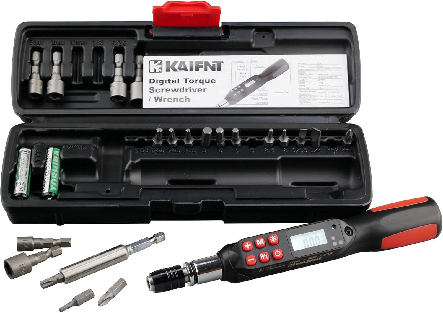 Digital Torque Screwdriver Wrench Set, 5 to 85 in·lbs U703