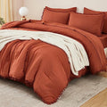King Size 7 Pieces Terracotta Burnt Orange Comforter Set J43003