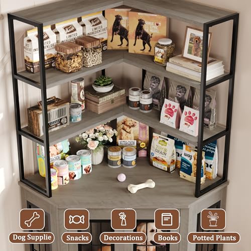Large Dog Crate Furniture with Double Doors U696