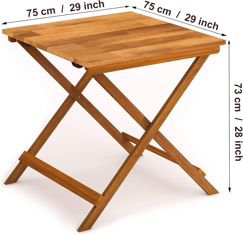 Wood Folding Table 29.5" x 29.5" x 28.7" Golden Teak V9743