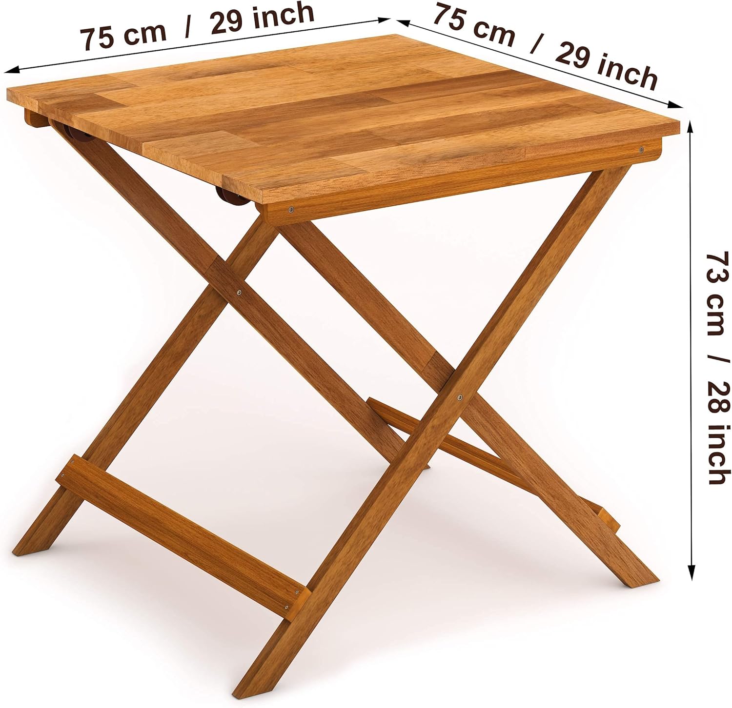 Wood Folding Table 29.5" x 29.5" x 28.7" Golden Teak V9743