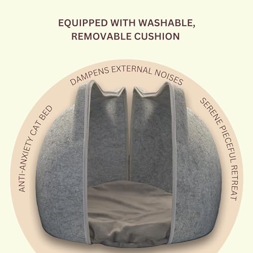 Cat wool cave bed grey U89291