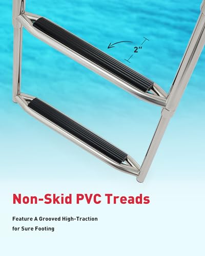 3 Step Telescoping Boat Ladder with 400lb Strength 316 Stainless Steel Nonslip Steps R823