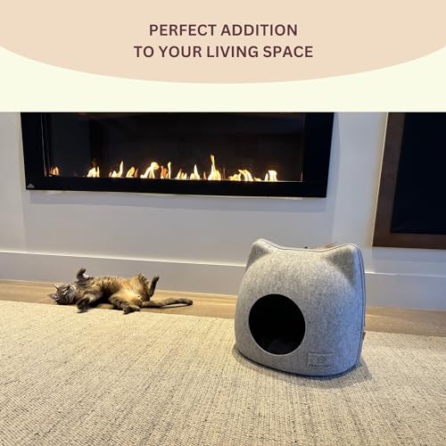 Cat wool cave bed grey U89291