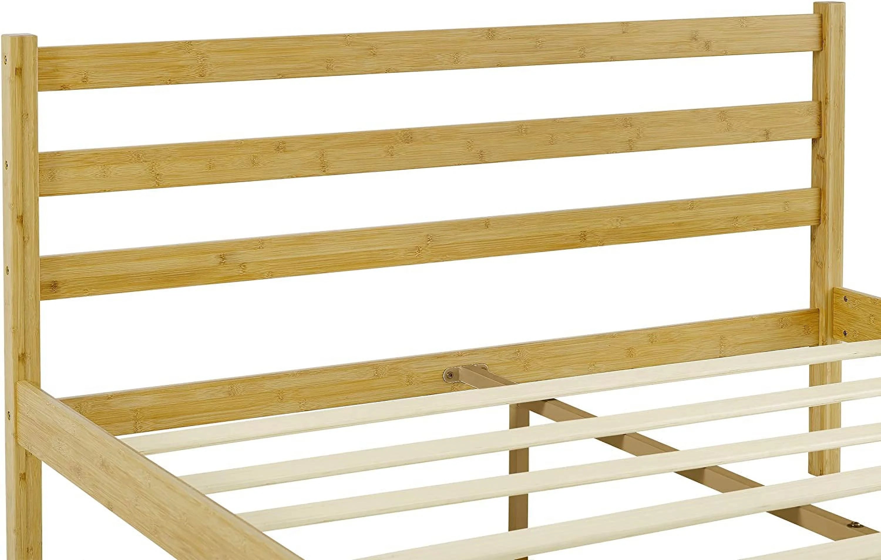 Natural Bamboo Queen Platform Bed Frame With Headboard P621