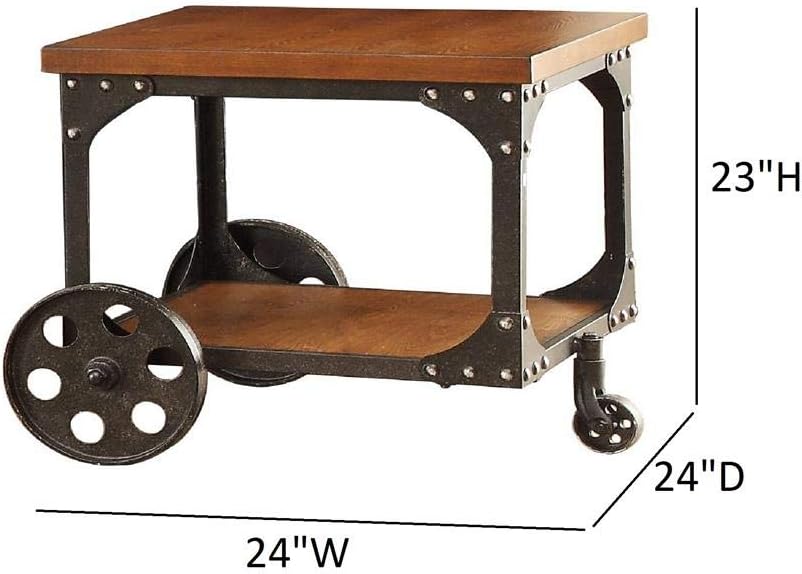 Rustic Brown End Table with Casters G655070