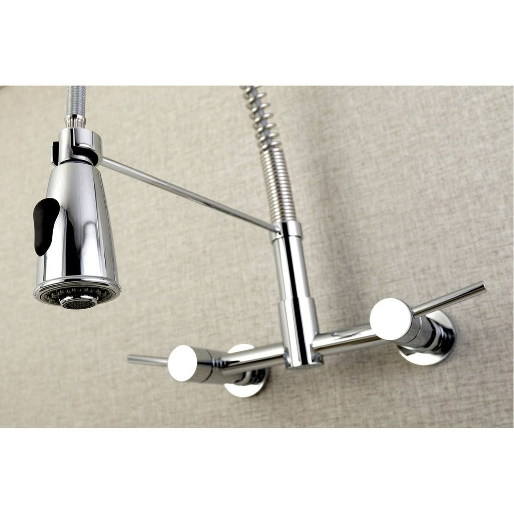 Oil Rubbed Bronze 2-Handle Wall Mount Pull-Down Kitchen Faucet Y717609