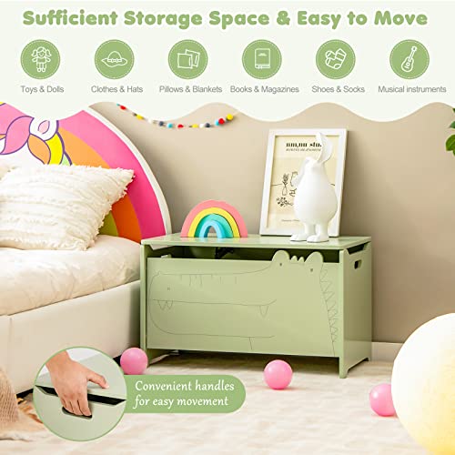 White Wooden Toy Box with Safety Hinge N87929