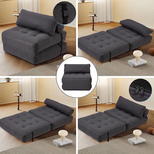 Grayish Blue Folding Sofa Bed with Corduroy Fabric Q995574