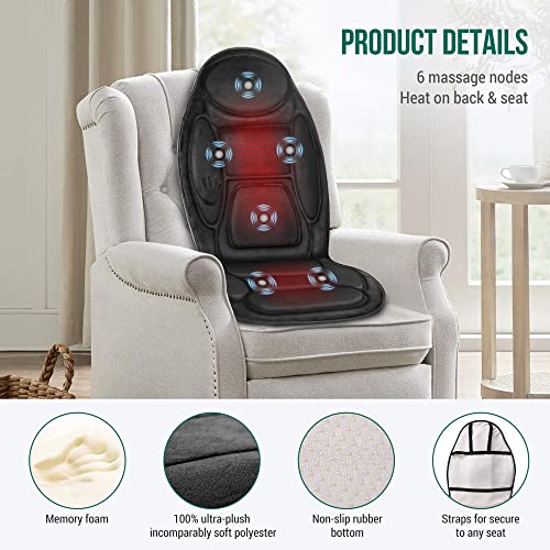 Vibration Back Massager with Heat, Massage Seat Cushion U176