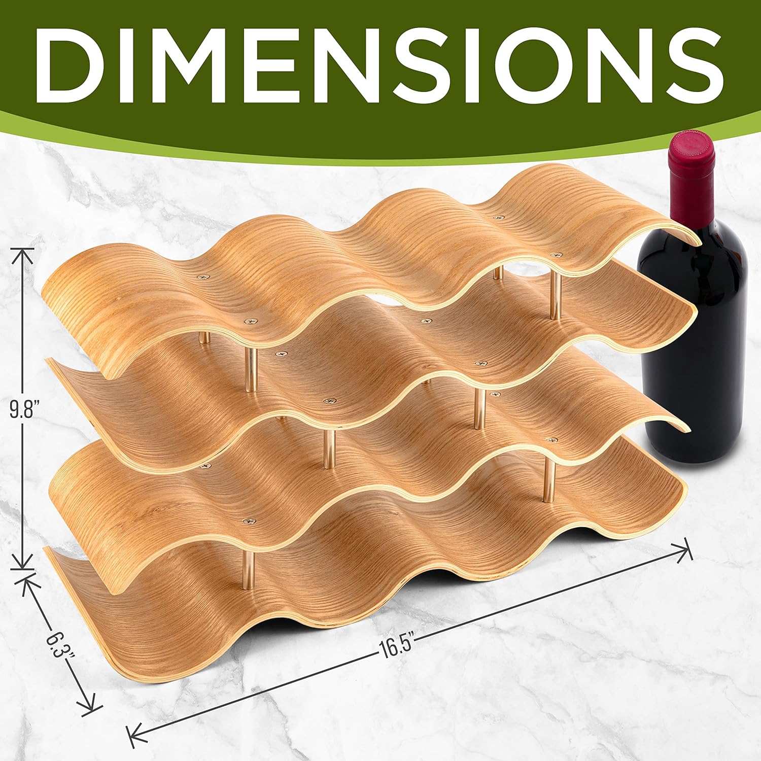 Bamboo Wine Rack 4 Tier Countertop Shelf Holds 14 Bottles Stackable Wooden Holder Q501767