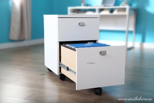Pure White 2-Drawer Mobile File Cabinet on Casters C2776