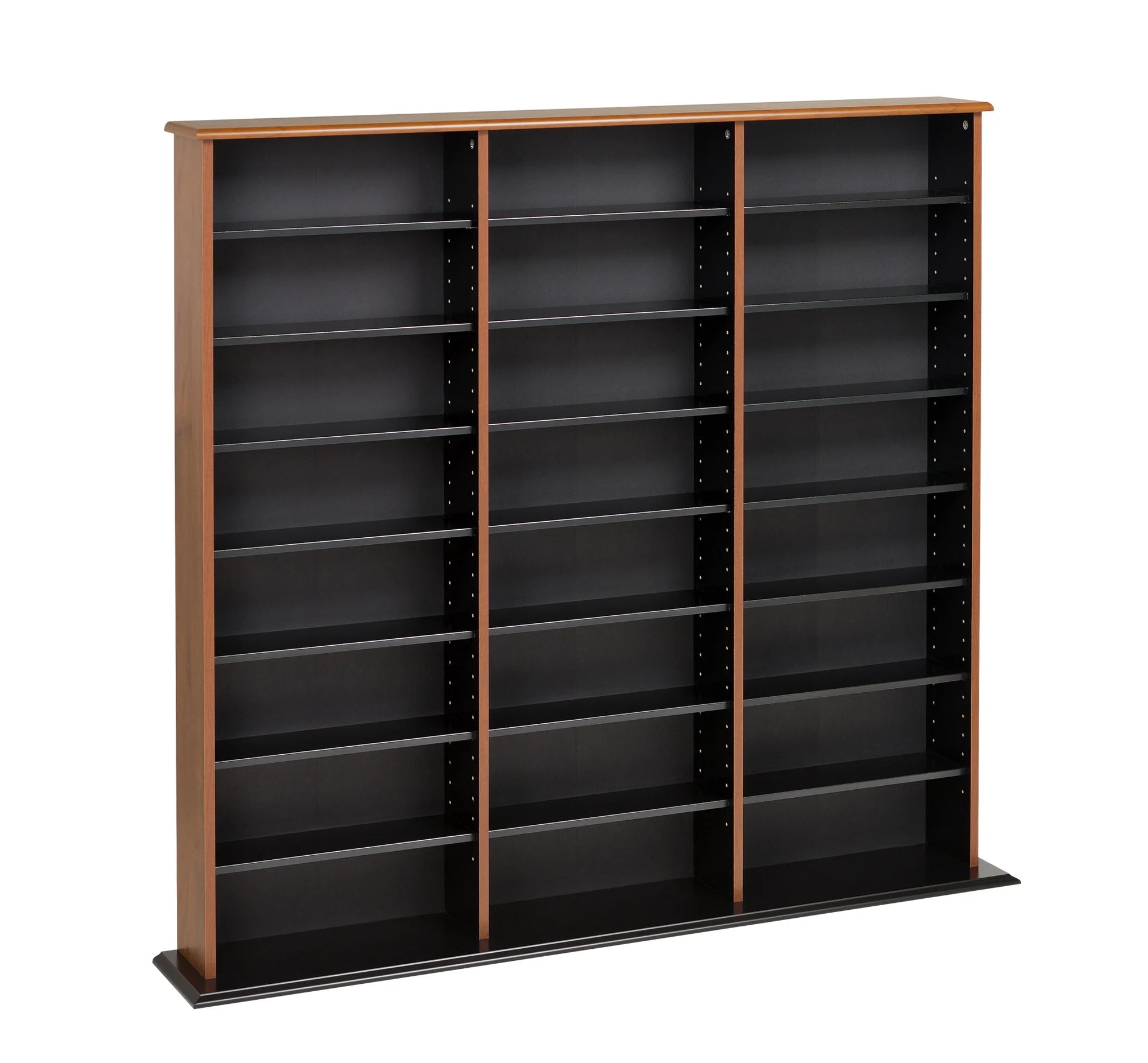 Triple Width Multimedia Wall Storage, Cherry and Black E955431
