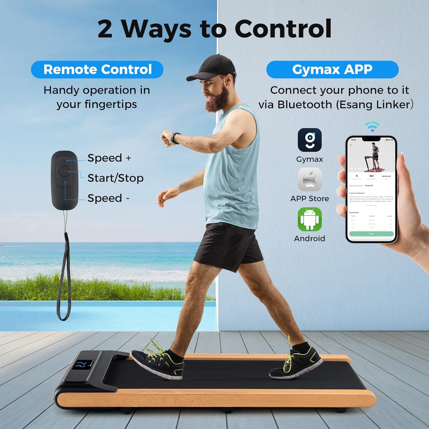 Walking Pad Treadmill with Remote Control and LED Display O77982