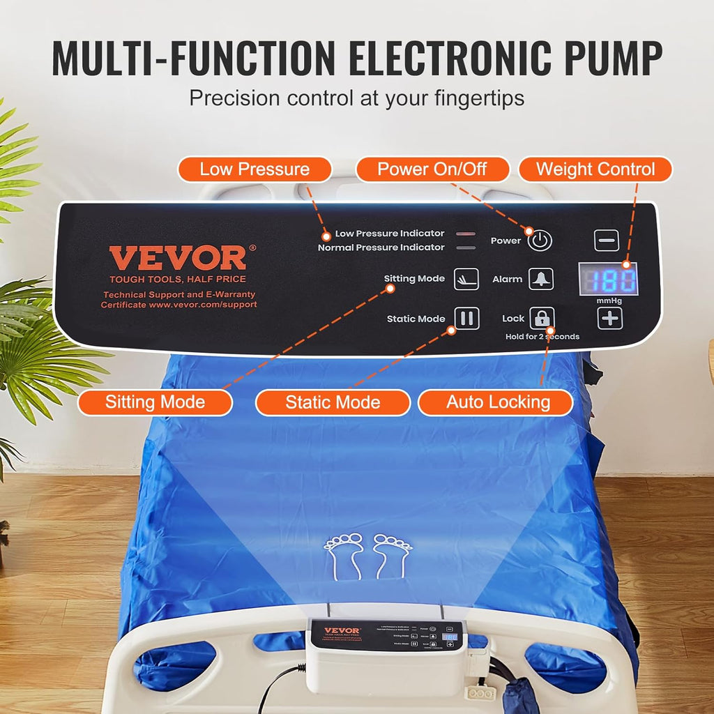 Alternating Air Pressure Mattress, Dual-Layer Pad for Hospital Beds, 450LBS Loading with Electric Quiet Pump X168690