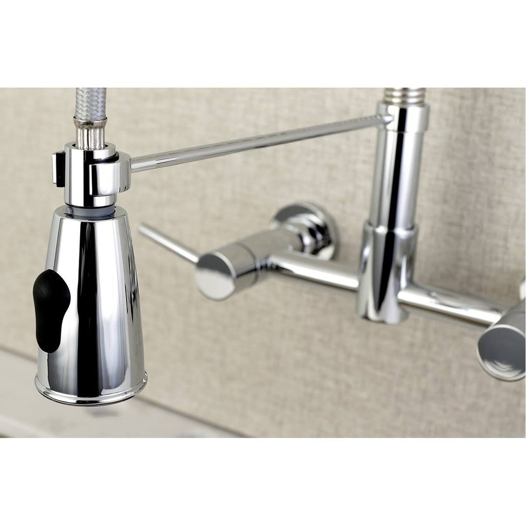 Oil Rubbed Bronze 2-Handle Wall Mount Pull-Down Kitchen Faucet Y717609