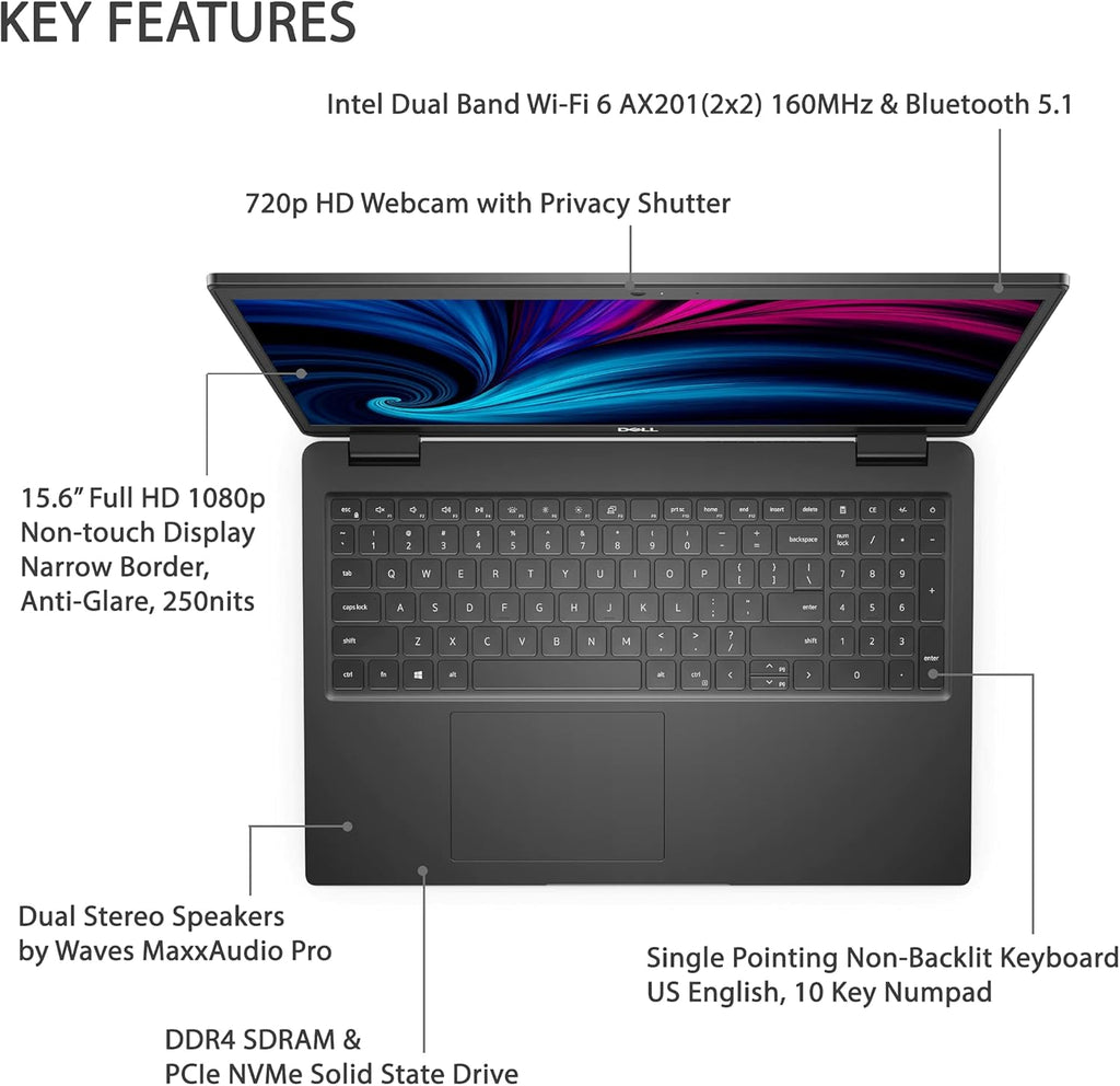 15.6" FHD Business Laptop, Intel Core i5-1135G7, 16GB RAM, 512GB PCIe SSD, Windows 11 Pro D452974