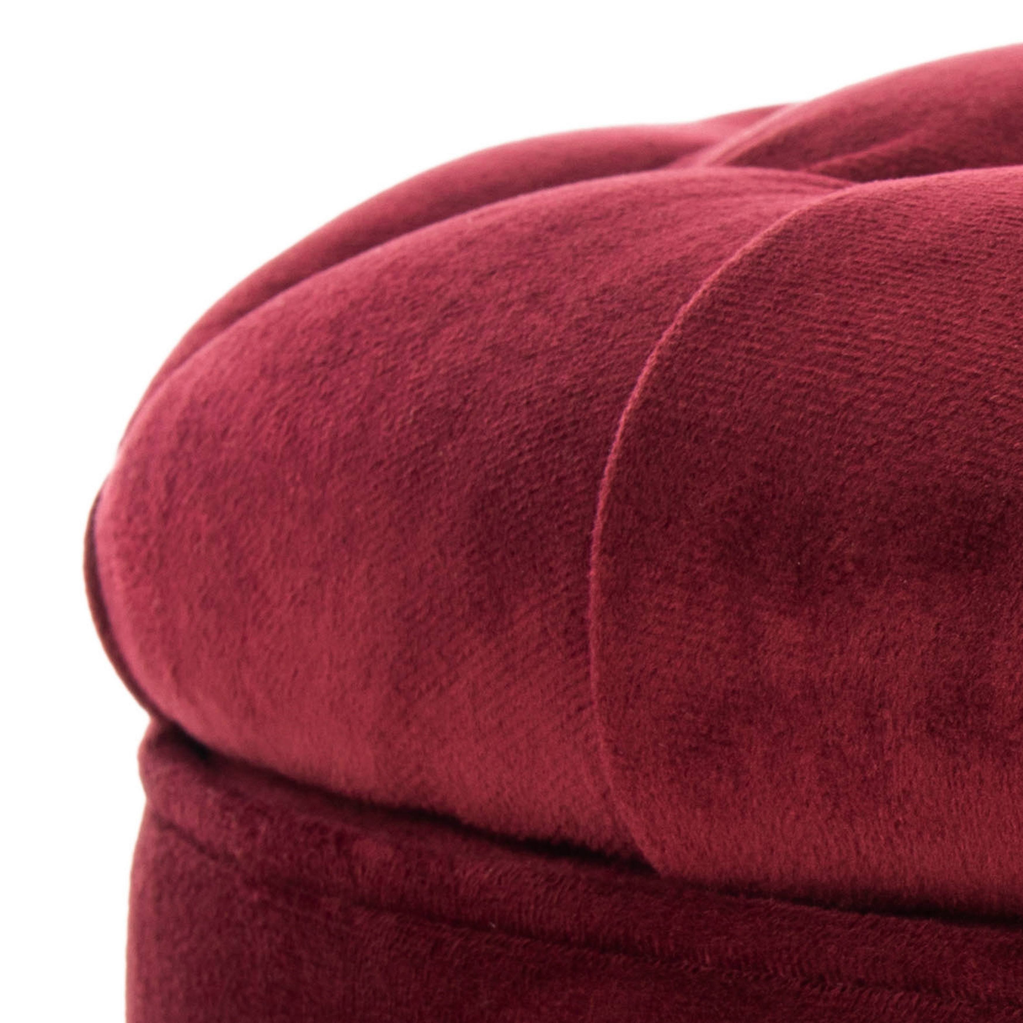 Red Velvet Tufted Storage Ottoman V178