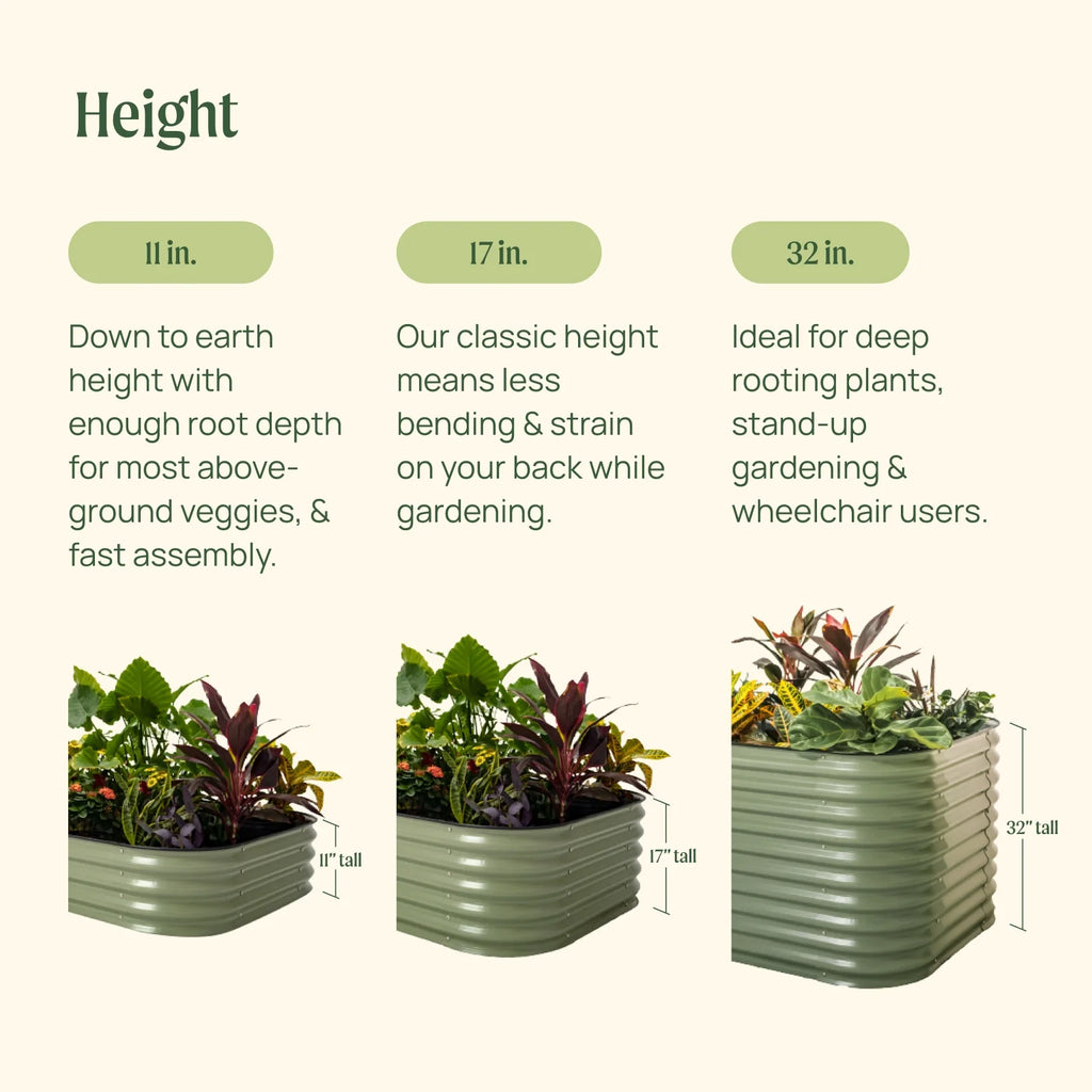 17" 10 in 1 Modular Metal Raised Gardening Bed Olive Green K70118