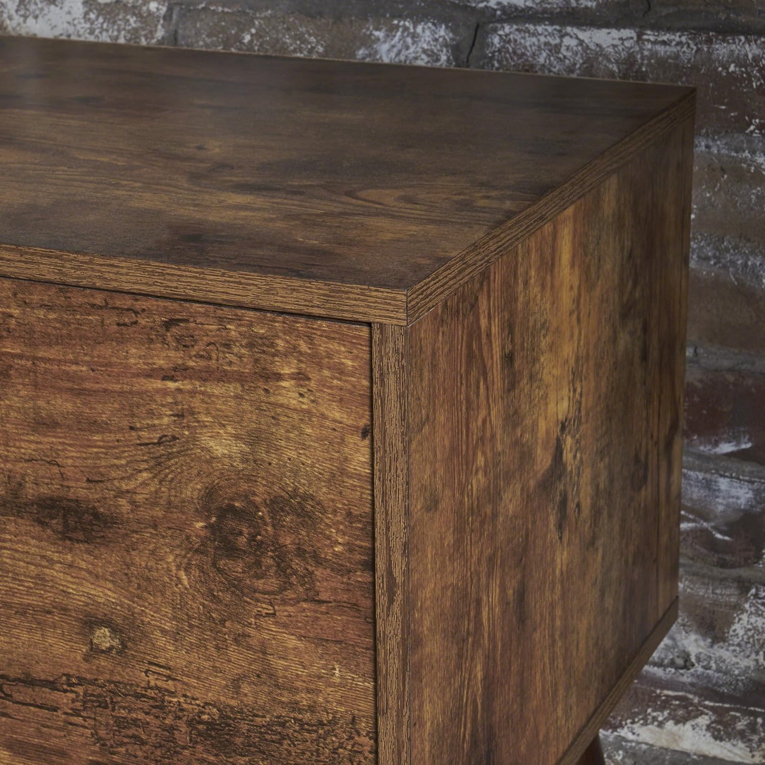 Rustic Brown TV Stand with 2 Doors & Open Shelves H85101