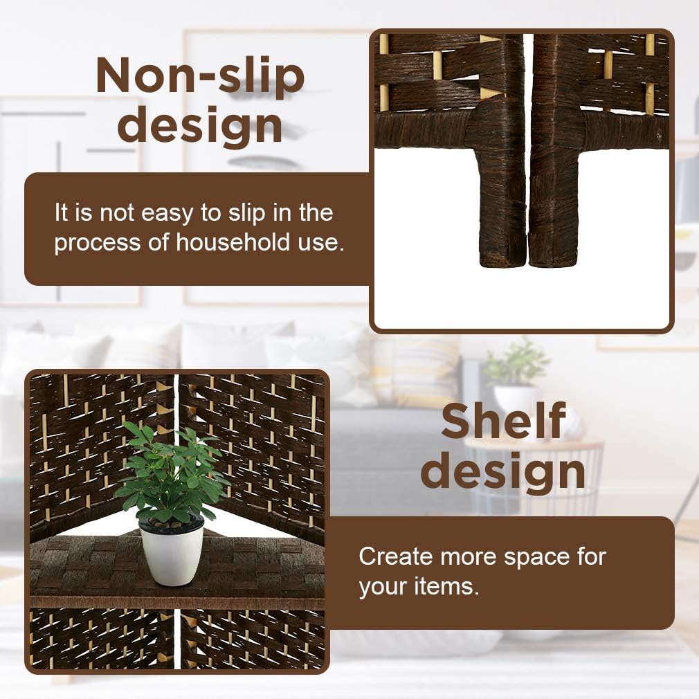 6 Ft Tall Wooden Folding Privacy Screen 6 Panel Room Divider with Shelves J918726
